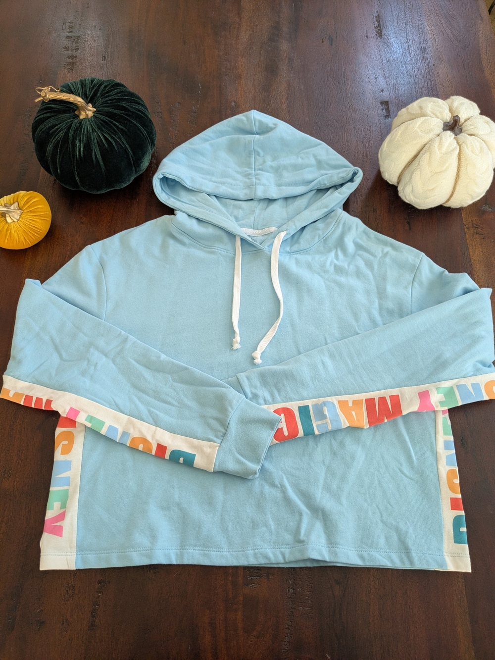 Disney Parks "Disney Magic" Pastel Light Blue Cropped Hoodie